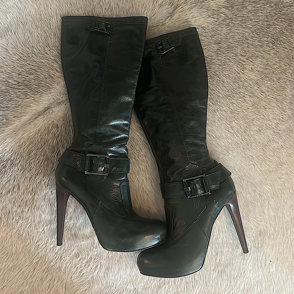 L.A.M.B. Gwen Stefani Vincent Platform Boots Dark Green Size 8.5 - used